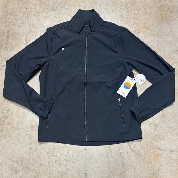 Vuori Venture Track Jacket Mens Small Black Linen Texture Full Zip Athletic NWT - Picture 1 of 10